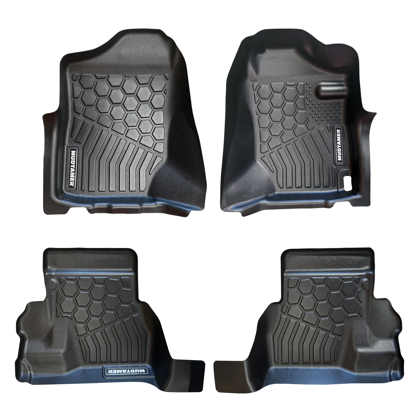 Full set of MUDTAMER floor mats for a Suzuki Jimny on a white background