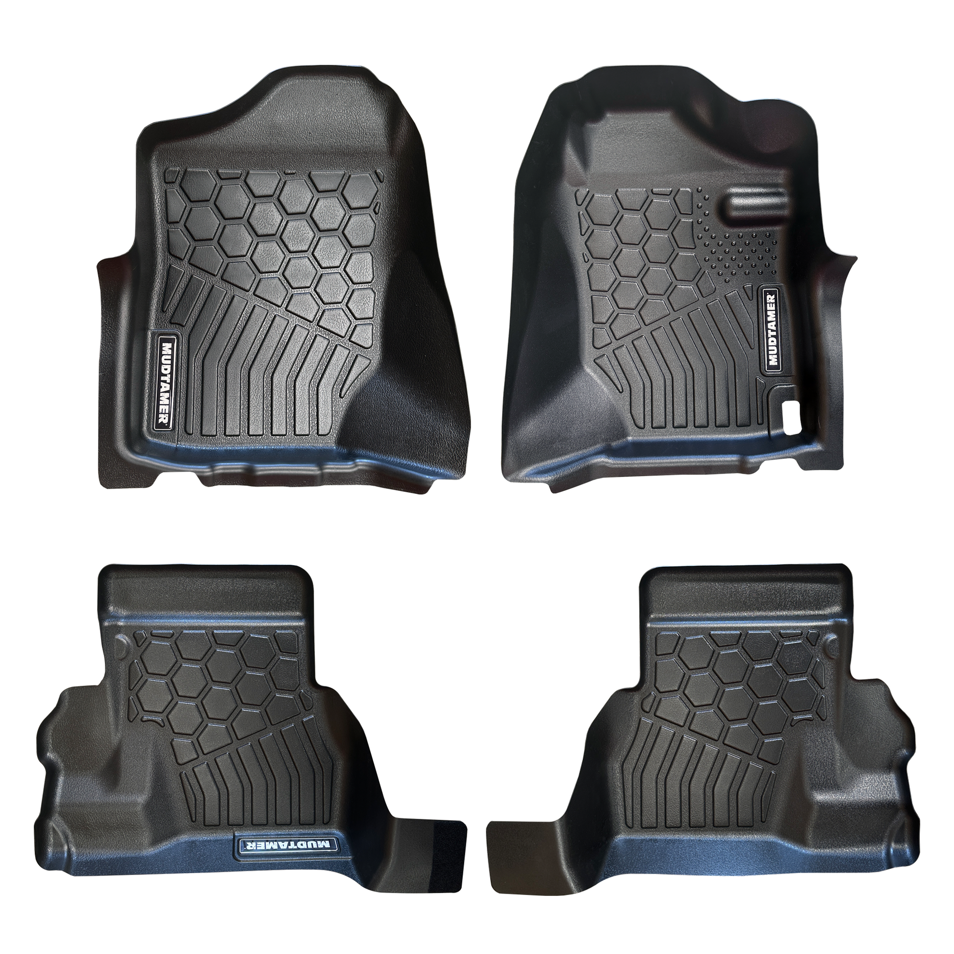 Full set of MUDTAMER floor mats for a Suzuki Jimny on a white background